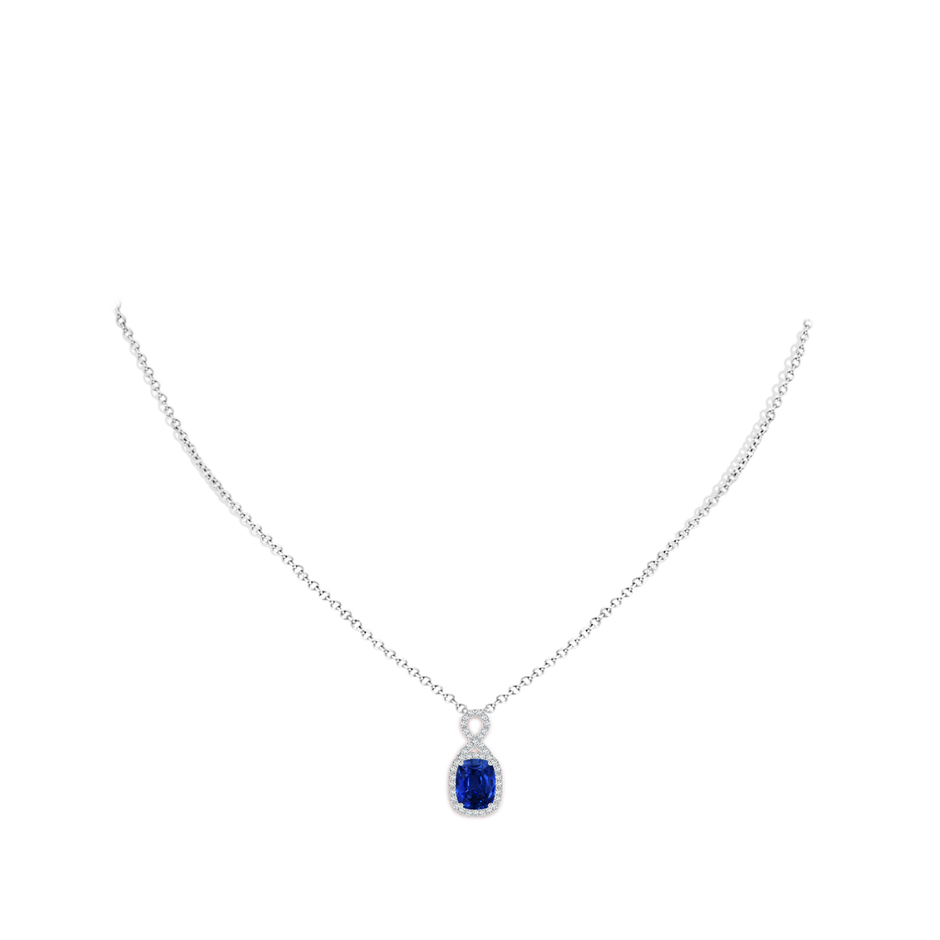 8x6mm Lab-Grown Rectangular Cushion Sapphire Infinity Pendant in White Gold body-neck