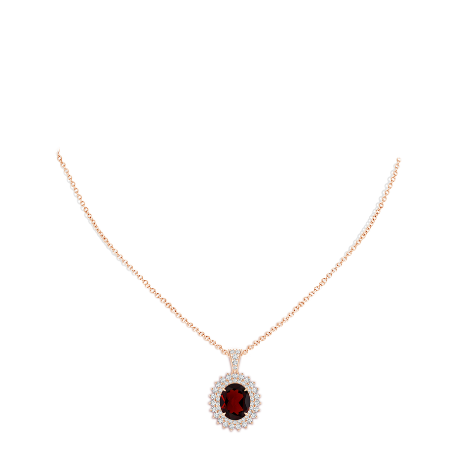 12.1x9.02x4.53mm AAAA GIA Certified Oval Garnet Floral Halo Pendant in Rose Gold pen