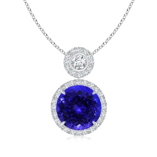 9.96x9.84x6.58mm AAAA GIA Certified Two-Tier Tanzanite Halo Pendant in P950 Platinum