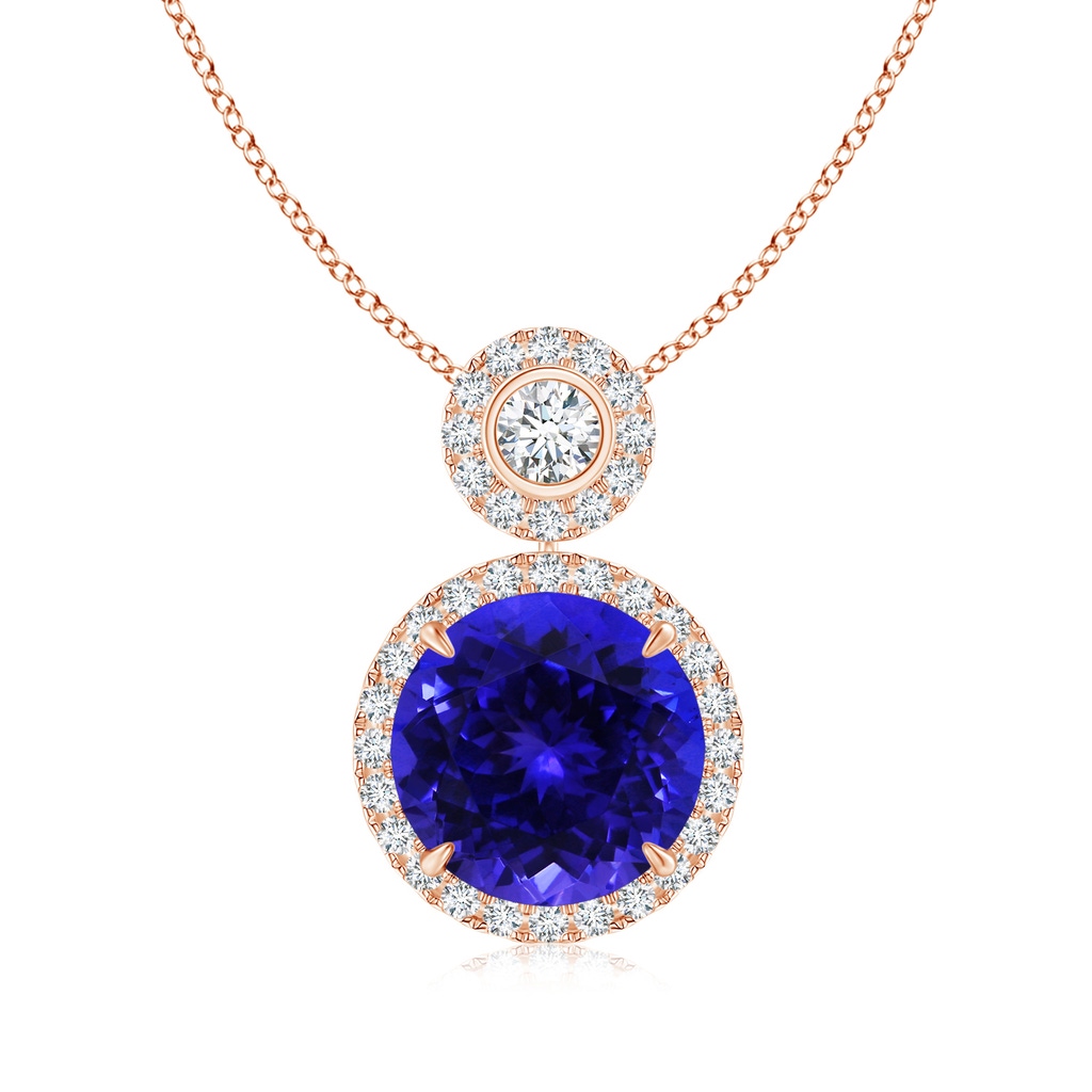 9.96x9.84x6.58mm AAAA GIA Certified Two-Tier Tanzanite Halo Pendant in Rose Gold
