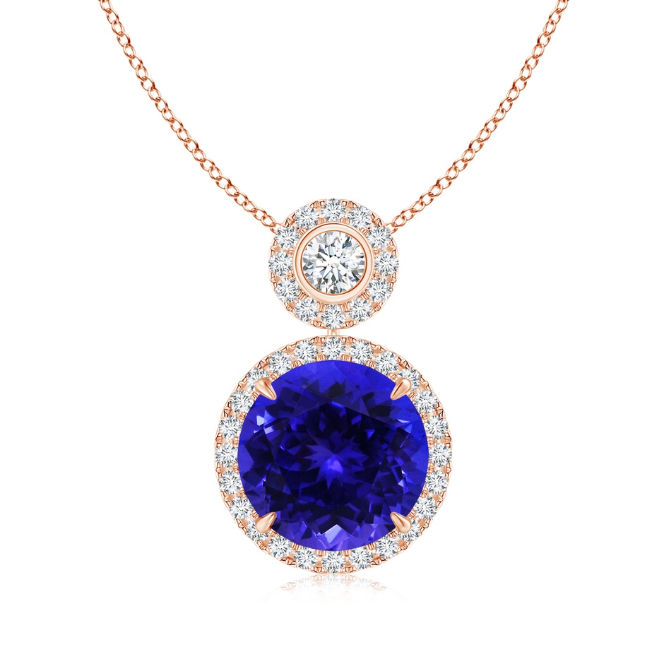 9.96x9.84x6.58mm AAAA GIA Certified Two-Tier Tanzanite Halo Pendant in Rose Gold 