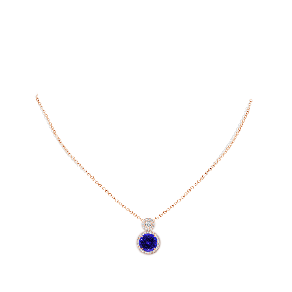 9.96x9.84x6.58mm AAAA GIA Certified Two-Tier Tanzanite Halo Pendant in Rose Gold pen