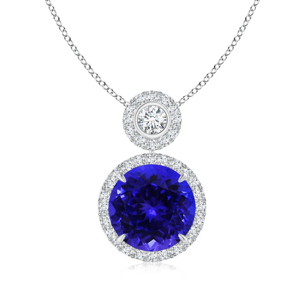 9.96x9.84x6.58mm AAAA GIA Certified Two-Tier Tanzanite Halo Pendant in White Gold