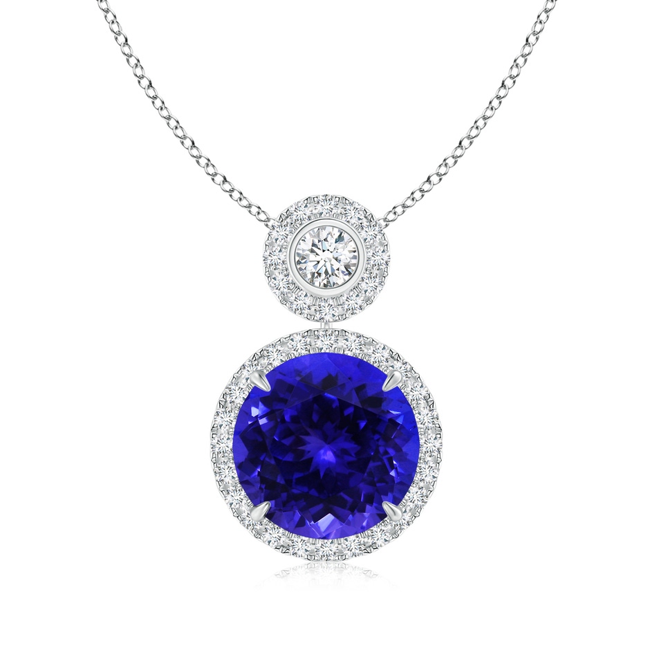 9.96x9.84x6.58mm AAAA GIA Certified Two-Tier Tanzanite Halo Pendant in White Gold 