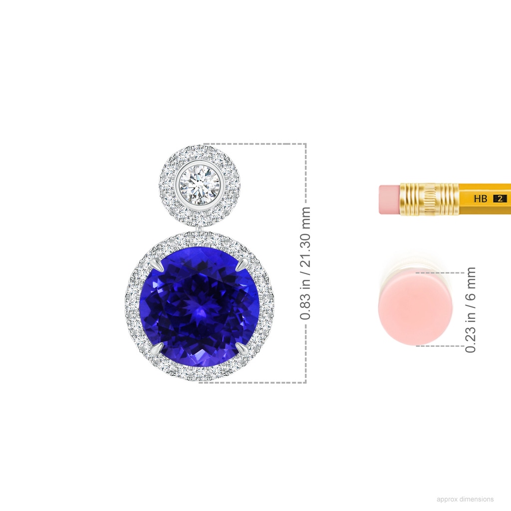 9.96x9.84x6.58mm AAAA GIA Certified Two-Tier Tanzanite Halo Pendant in White Gold ruler