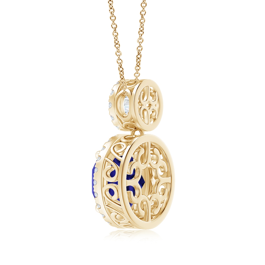 9.96x9.84x6.58mm AAAA GIA Certified Two-Tier Tanzanite Halo Pendant in Yellow Gold - side 199