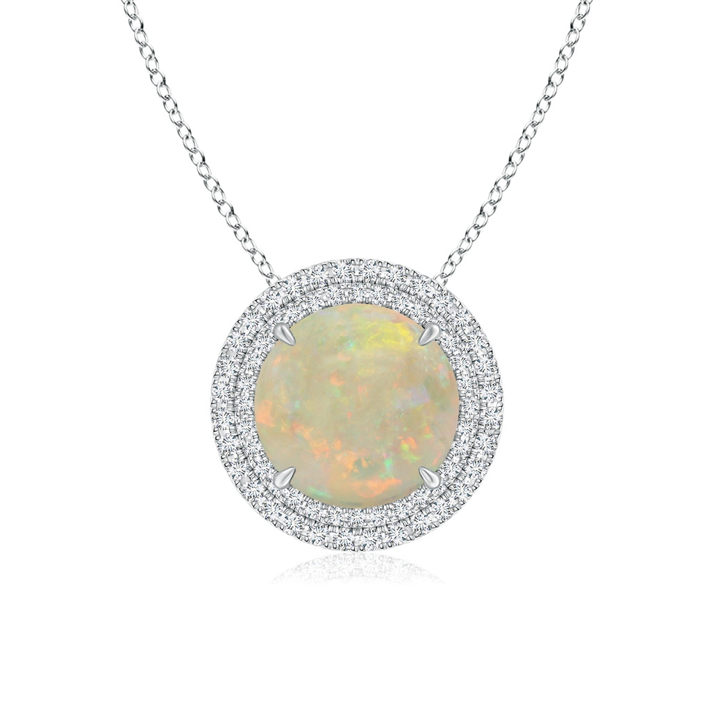 10.04x9.95x3.46mm AA GIA Certified Opal Double Halo Pendant in White Gold