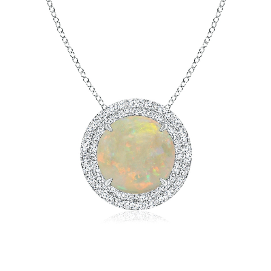 10.04x9.95x3.46mm AA GIA Certified Opal Double Halo Pendant in White Gold 