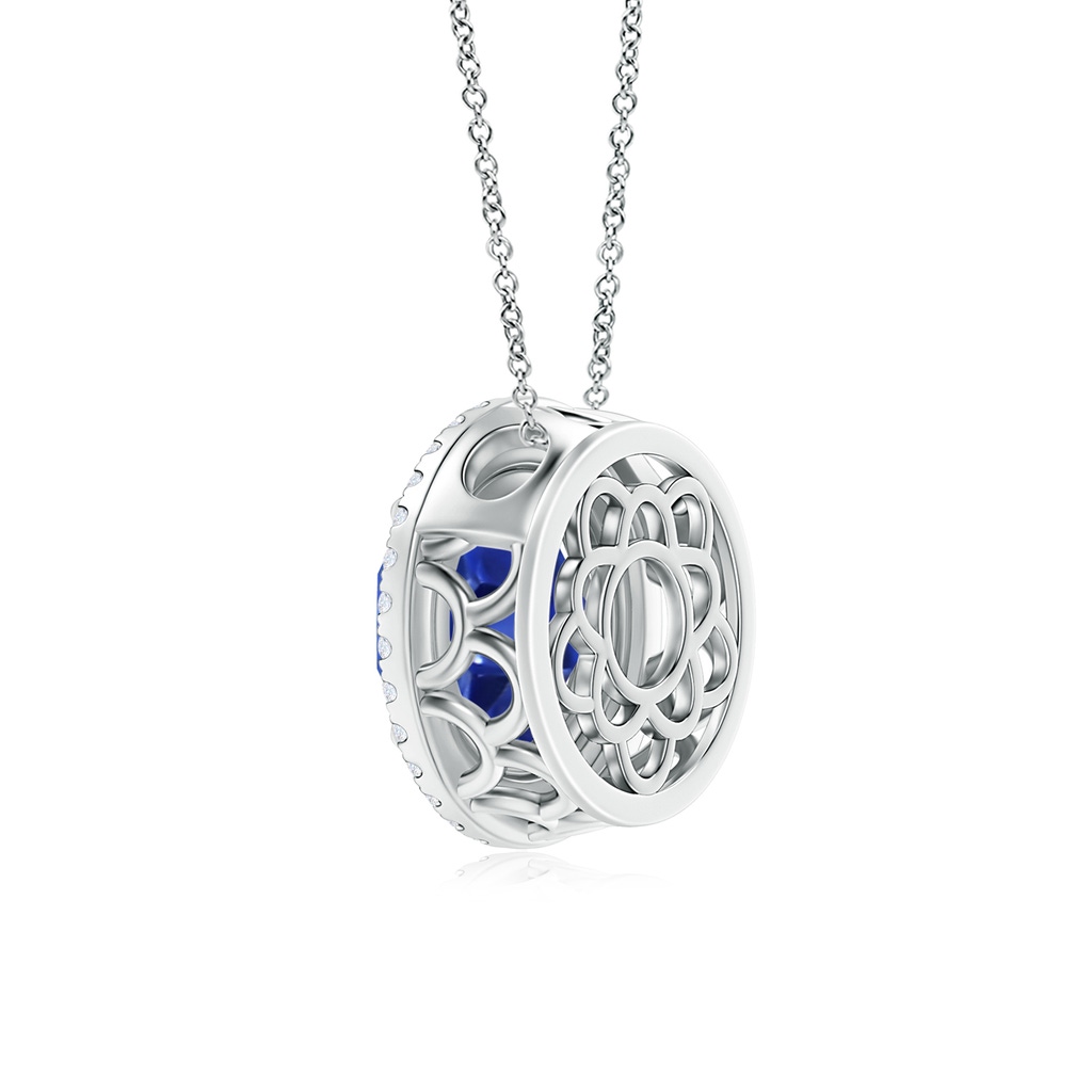 10.61-10.80x7.38mm AA GIA Certified Blue sapphire Double Halo Pendant in White Gold - side 199