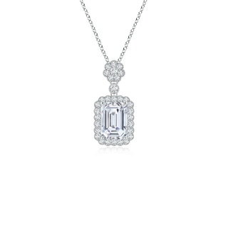 7x5mm GVS2 Emerald cut Diamond Pendant with Floral Bale in S999 Silver