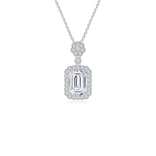 7x5mm HSI2 Emerald cut Diamond Pendant with Floral Bale in P950 Platinum