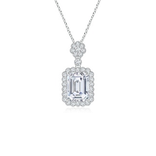 8x6mm GVS2 Emerald cut Diamond Pendant with Floral Bale in P950 Platinum