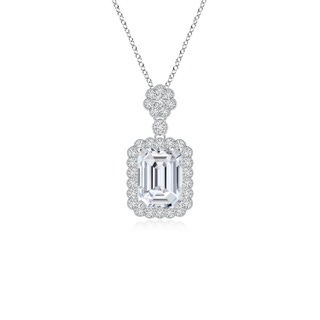 8x6mm HSI2 Emerald cut Diamond Pendant with Floral Bale in P950 Platinum