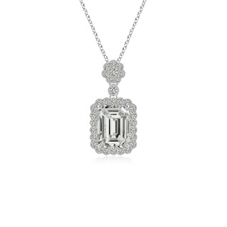 8x6mm KI3 Emerald cut Diamond Pendant with Floral Bale in P950 Platinum