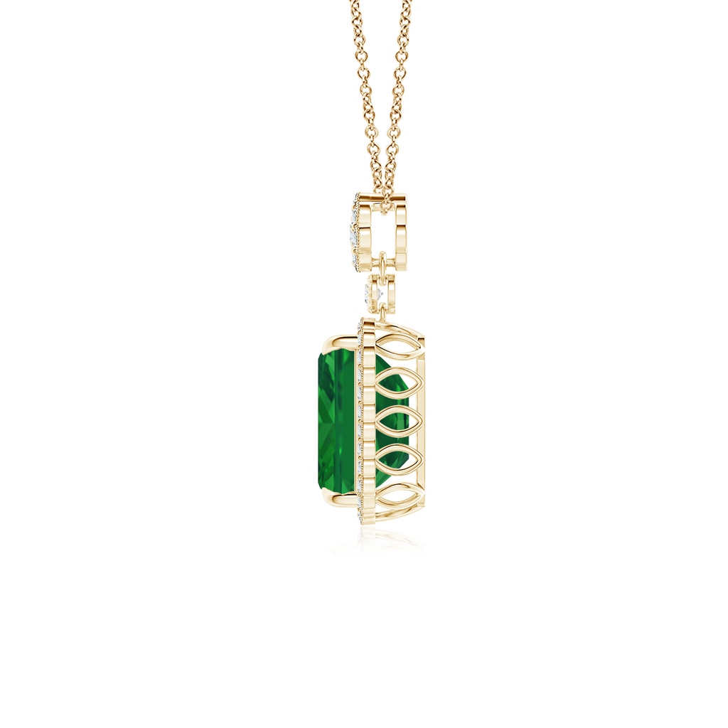 10x8mm AAA Emerald Cut Emerald Pendant with Floral Bale in Yellow Gold Side 199