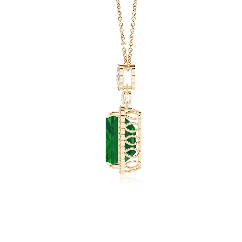 10x8mm AAA Emerald Cut Emerald Pendant with Floral Bale in Yellow Gold side 199