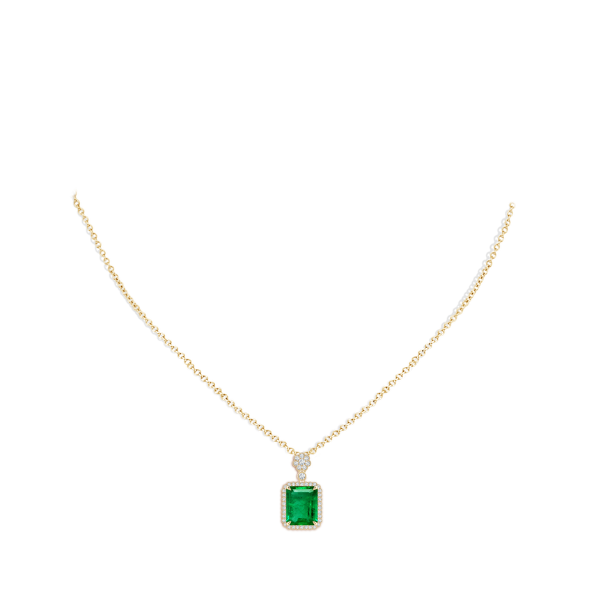 Emerald Cut Emerald Pendant with Floral Bale