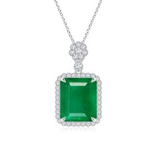 12x10mm AA Emerald Cut Emerald Pendant with Floral Bale in P950 Platinum