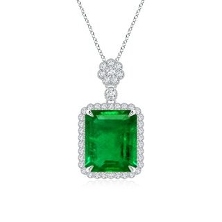 12x10mm AAAA Emerald Cut Emerald Pendant with Floral Bale in P950 Platinum