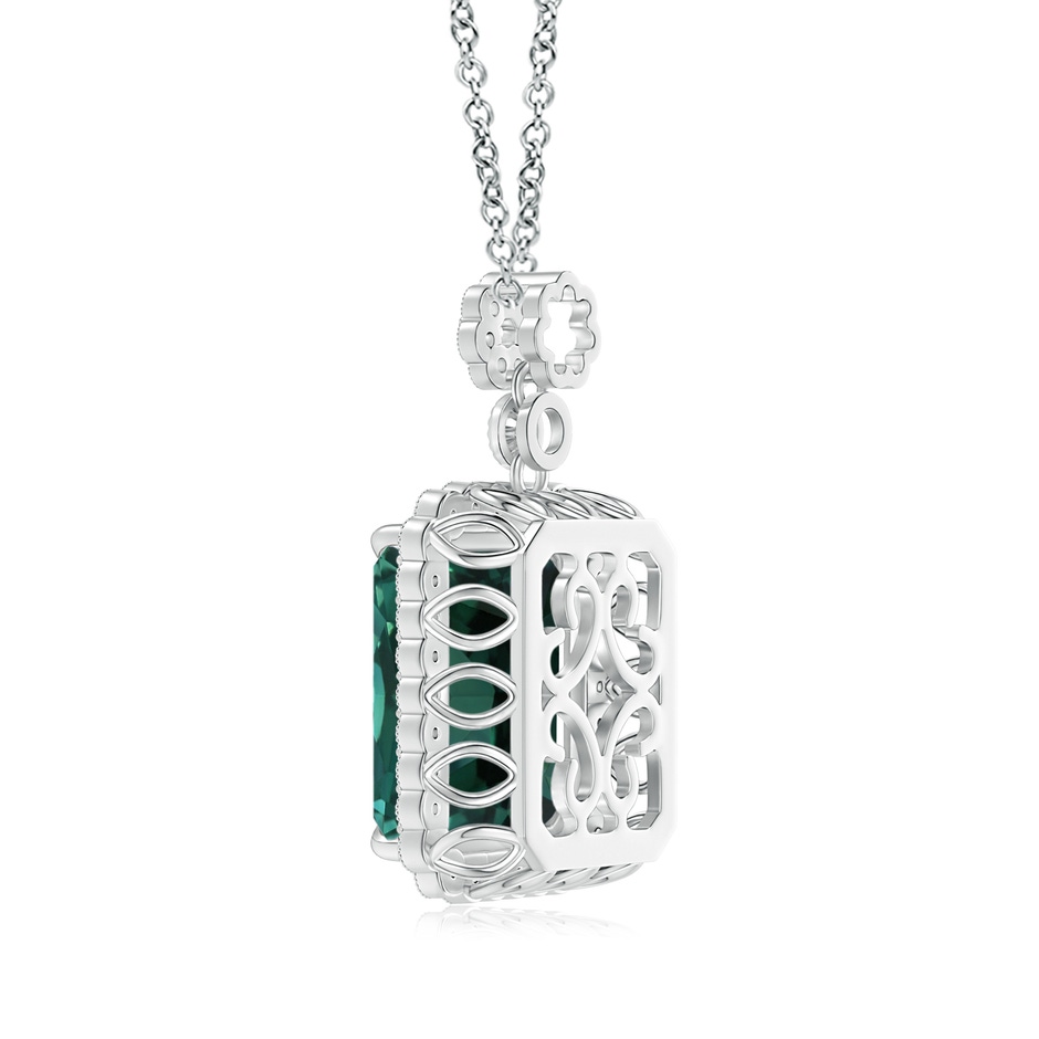 13.82x11.58x10.49mm AAAA GIA Certified Octagonal Teal Colour Sapphire Floral Bale Pendant in White Gold side 199