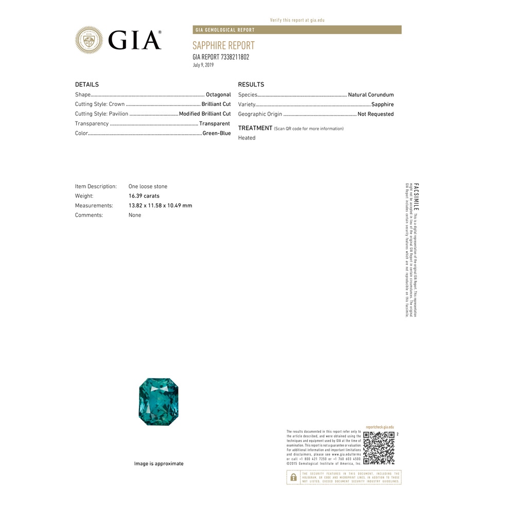 13.82x11.58x10.49mm AAAA GIA Certified Octagonal Green Sapphire (Teal) Floral Bale Pendant in White Gold GIA-Cert