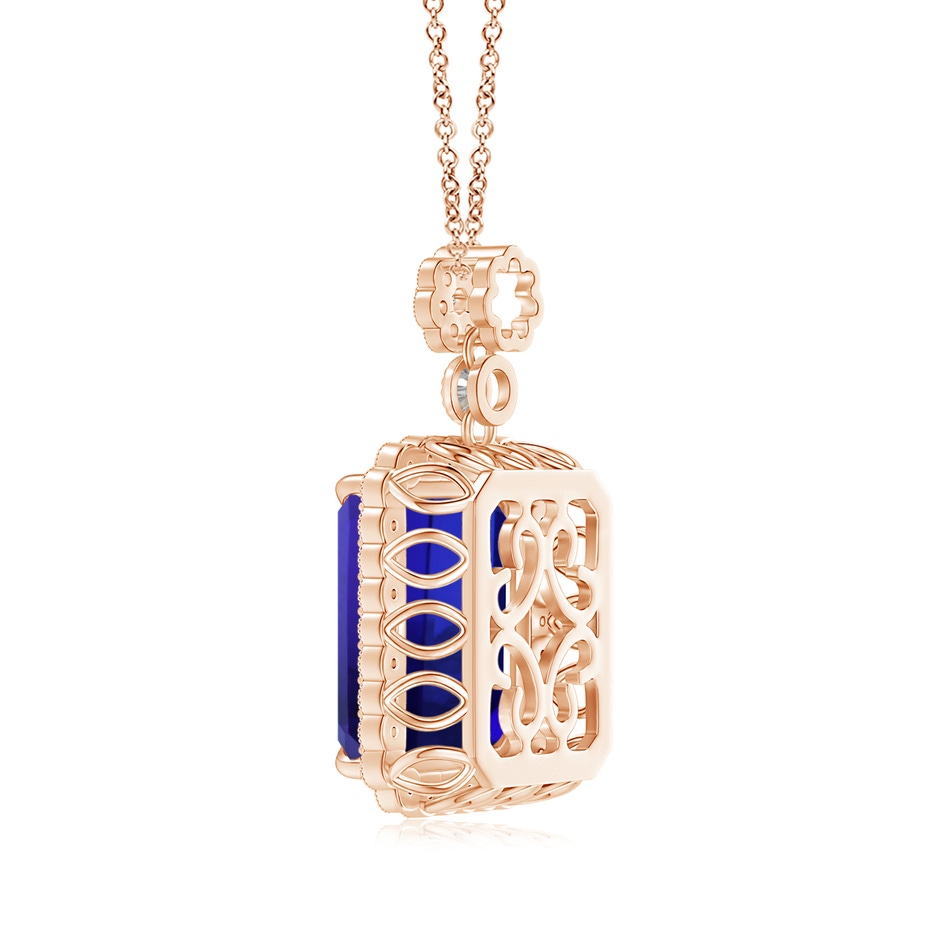 13.42x10.94x9.78mm AAAA GIA Certified Octagonal Tanzanite Pendant with Floral Bale in Rose Gold Side 199