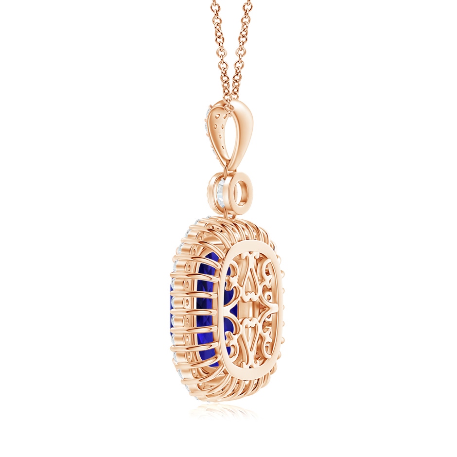 16.50x11.64x8.75mm AAAA GIA Certified Cushion Tanzanite Double Halo Pendant in 18K Rose Gold side 199