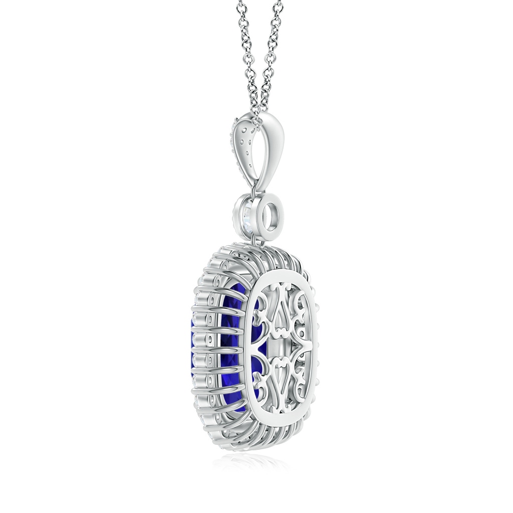 16.50x11.64x8.75mm AAAA GIA Certified Cushion Tanzanite Double Halo Pendant in White Gold - side 199