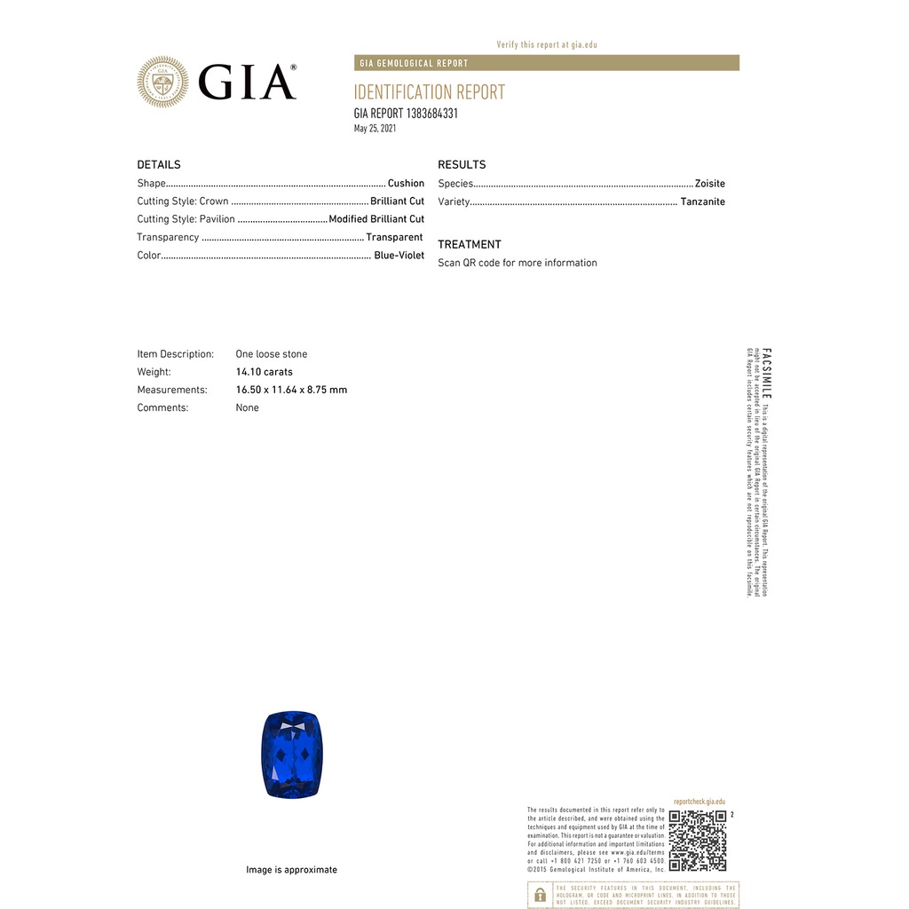 16.50x11.64x8.75mm AAAA GIA Certified Cushion Tanzanite Double Halo Pendant in Yellow Gold Body-Neck