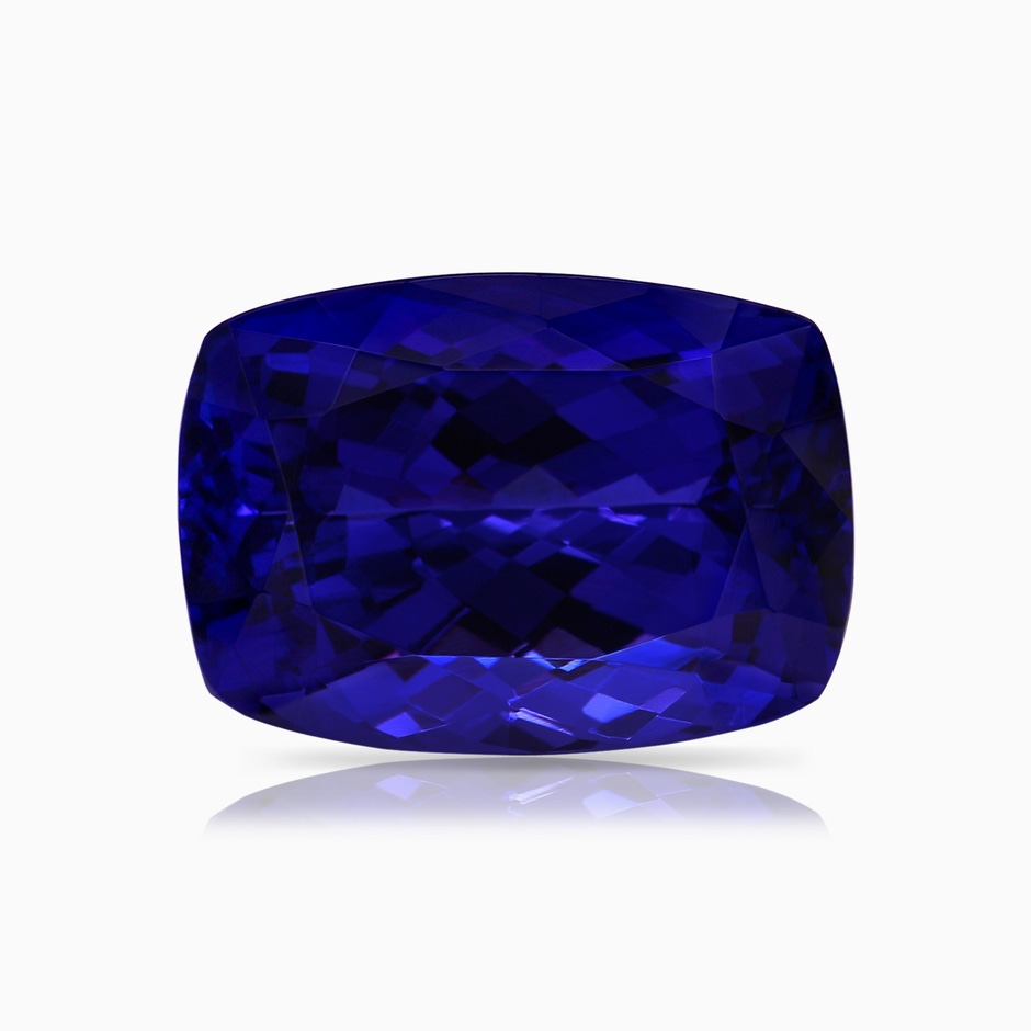 16.50x11.64x8.75mm AAAA GIA Certified Cushion Tanzanite Double Halo Pendant in Yellow Gold stone