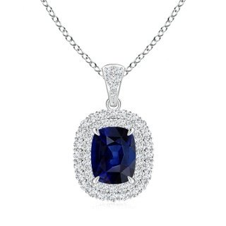 9x7mm AAA Vintage Style Sapphire Double Halo Pendant in P950 Platinum