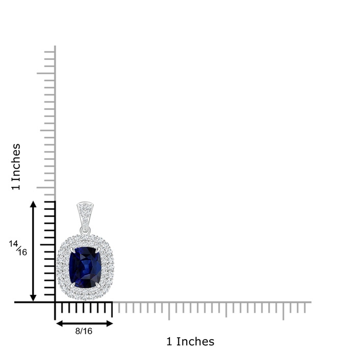 9x7mm AAA Vintage Style Sapphire Double Halo Pendant in White Gold Product Image