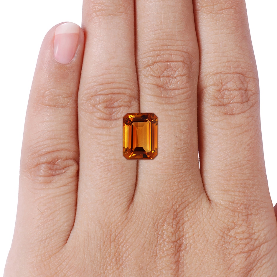 12.09x9.06x5.93mm AAAA GIA Certified Emerald-Cut CItrine Halo Pendant with Diamond Accents in P950 Platinum side 699