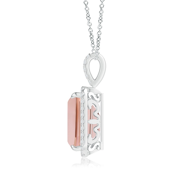 10x8mm AAAA Emerald-Cut Morganite Halo Pendant with Diamond Accents in P950 Platinum product image
