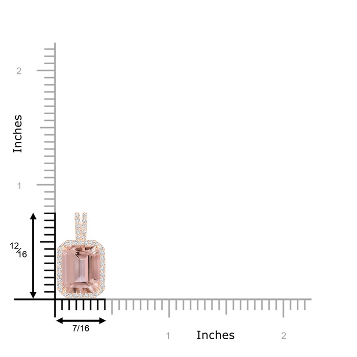 10x8mm AAAA Emerald-Cut Morganite Halo Pendant with Diamond Accents in Rose Gold product image