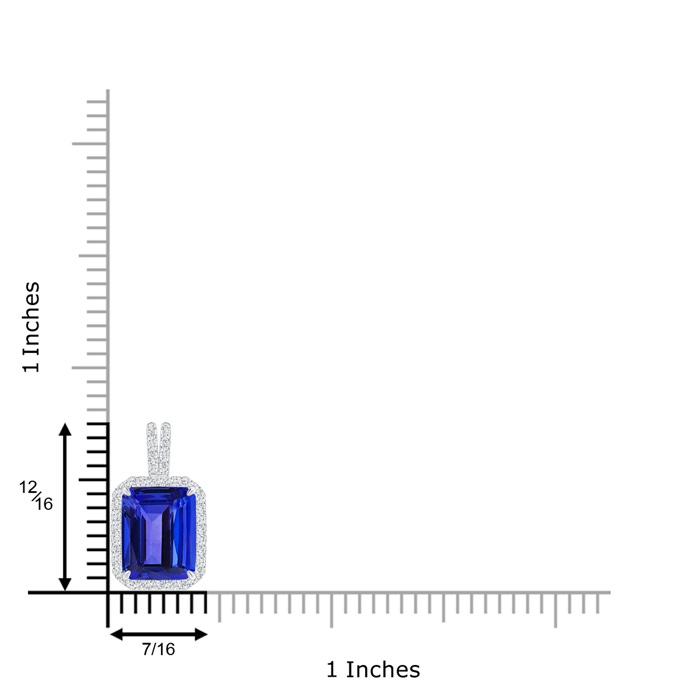 10x8mm AAAA Emerald-Cut Tanzanite Halo Pendant with Diamond Accents in White Gold product image