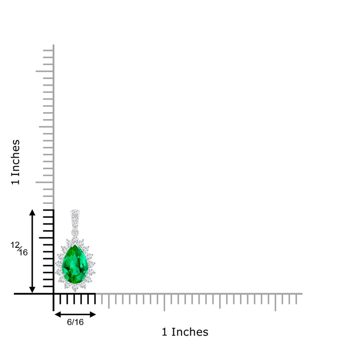 9x6mm AAA Claw-Set Pear Emerald and Diamond Floral Pendant in White Gold Product Image