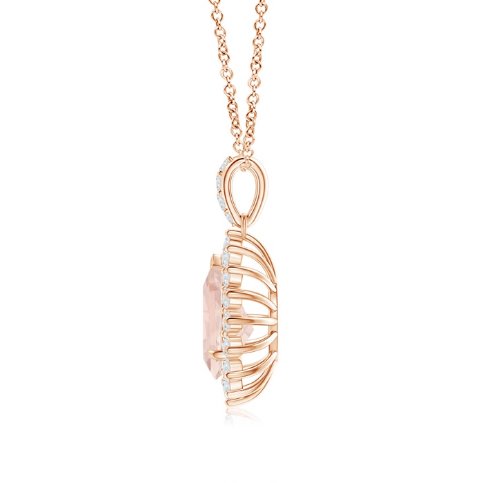 9x6mm A Claw-Set Pear Morganite and Diamond Floral Pendant in 9K Rose Gold product image