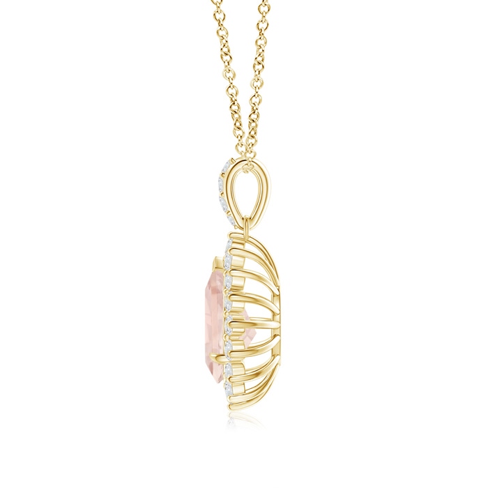 9x6mm A Claw-Set Pear Morganite and Diamond Floral Pendant in Yellow Gold product image