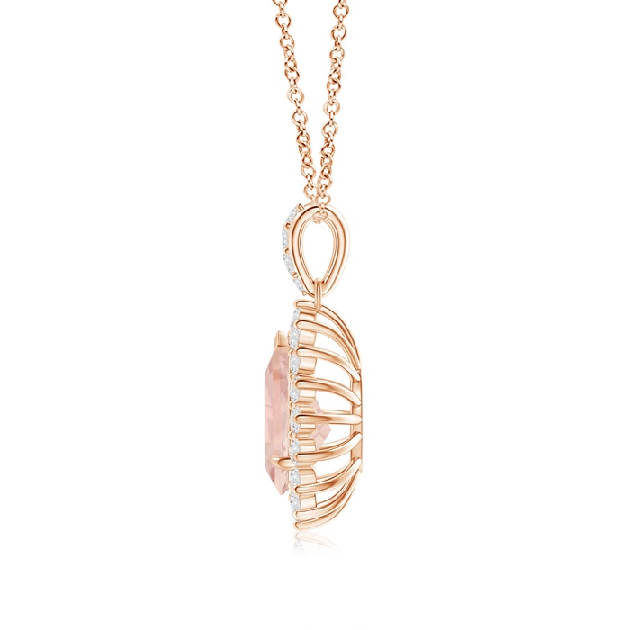 9x6mm AA Claw-Set Pear Morganite and Diamond Floral Pendant in Rose Gold product image