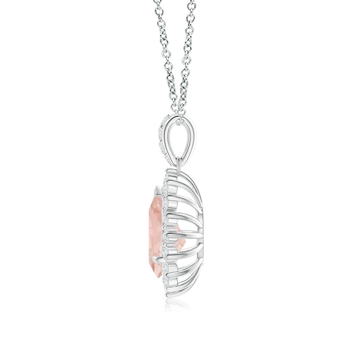 9x6mm AA Claw-Set Pear Morganite and Diamond Floral Pendant in White Gold product image