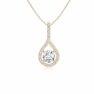 4mm GVS2 Floating Diamond Drop Pendant with Accents in Yellow Gold