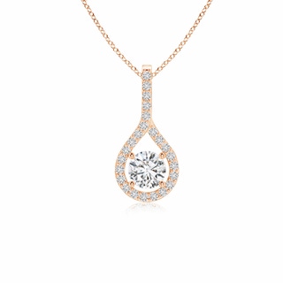 4mm HSI2 Floating Diamond Drop Pendant with Accents in Rose Gold