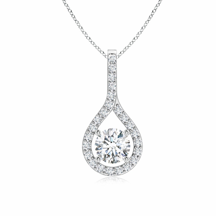 5mm GVS2 Floating Diamond Drop Pendant with Accents in White Gold