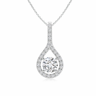 5mm HSI2 Floating Diamond Drop Pendant with Accents in White Gold