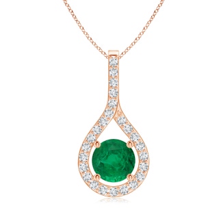 8.15x8.08x5.28mm AAA Floating GIA Certified Emerald Drop Pendant with Diamonds in 18K Rose Gold