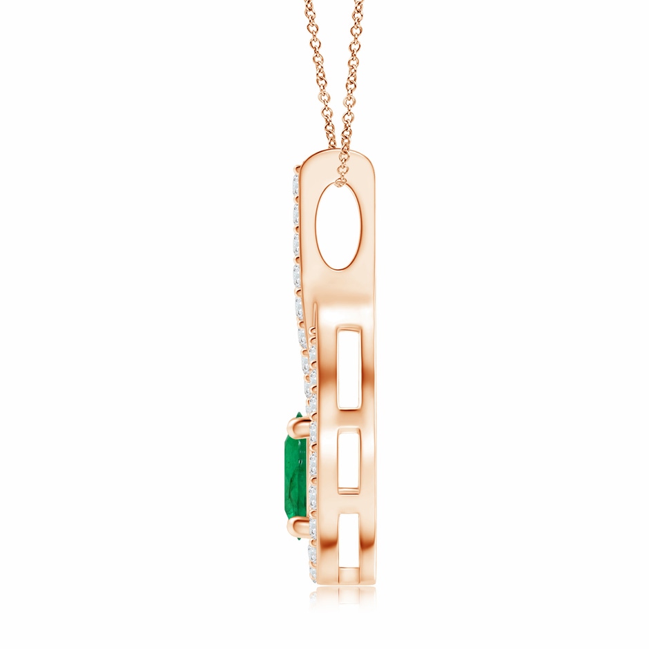 8.15x8.08x5.28mm AAA Floating GIA Certified Emerald Drop Pendant with Diamonds in Rose Gold side 199