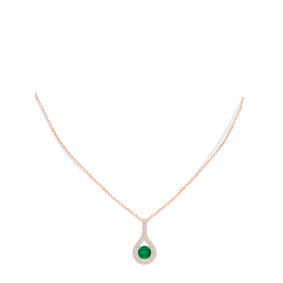 8.15x8.08x5.28mm AAA Floating GIA Certified Emerald Drop Pendant with Diamonds in Rose Gold pen