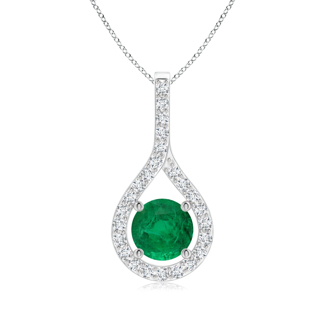 8.15x8.08x5.28mm AAA Floating GIA Certified Emerald Drop Pendant with Diamonds in White Gold