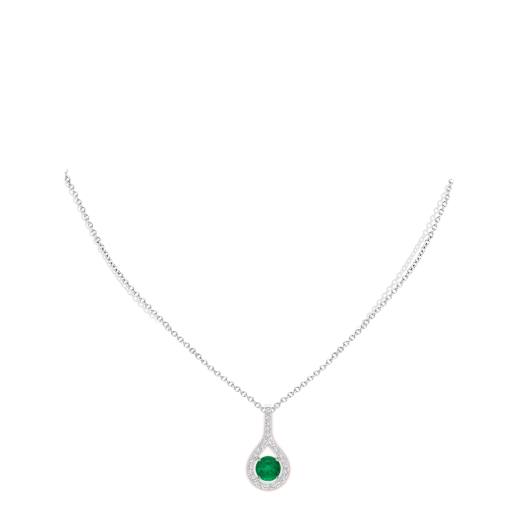 8.15x8.08x5.28mm AAA Floating GIA Certified Emerald Drop Pendant with Diamonds in White Gold pen